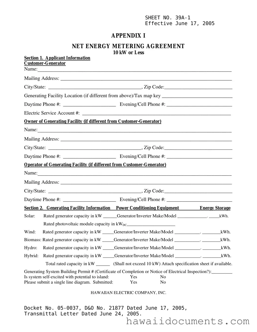 Fill Your Hawaii 39A Form