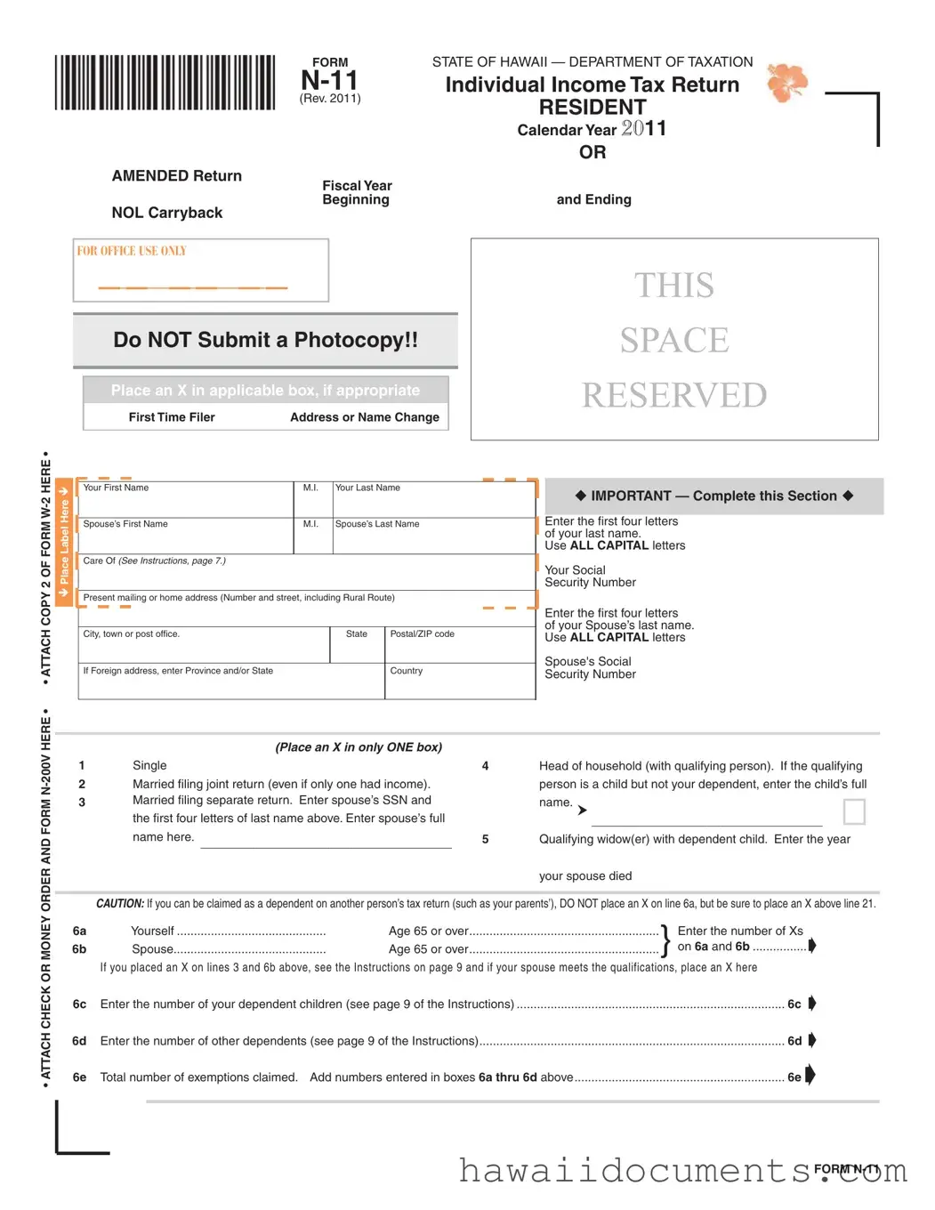 Fill Your Hawaii N 11 Form