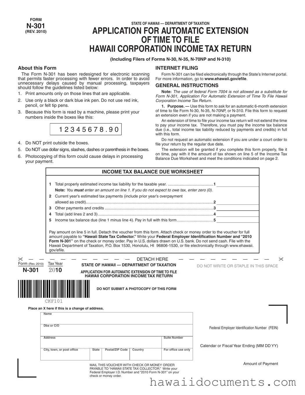 Fill Your N 301 Hawaii Form