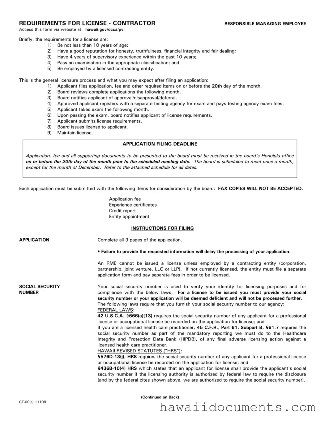 Fill Your Responsible Managing Employee Hawaii Form
