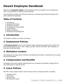 Printable  Employee Handbook Form for Hawaii