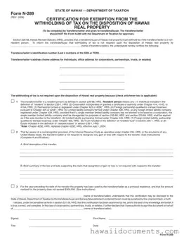 Fill Your Hawaii N 289 Form