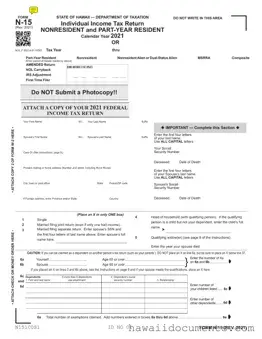 Fill Your Hawaii N15 Tax Form