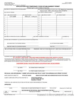 Fill Your Temporary Food Permit Hawaii Form